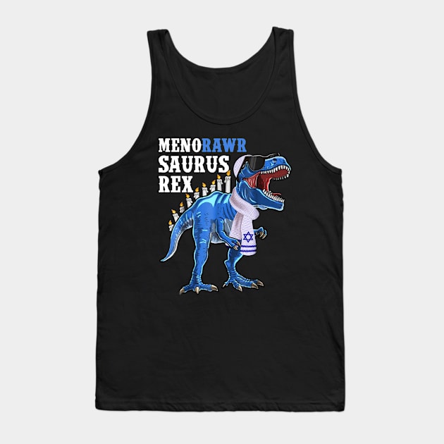 Menorawrsaurus Rex Dinosaur Hanukkah Shirt for Boys Tank Top by wheeleripjm